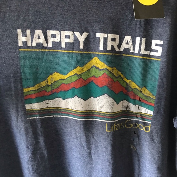 SOLD Life is Good Happy Trails Mountains T-Shirt L - Picture 3 of 6